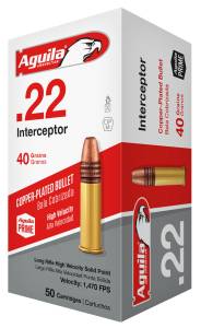 Aguila 1B222320 Special Interceptor 22 LR 40 gr Copper-Plated Solid Point 50 Bx/ 100 Cs